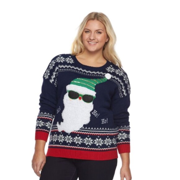 99 Jane Street | EUC Ugly Christmas Sweater Light-Up Santa Blue Size Medium - Picture 1 of 7